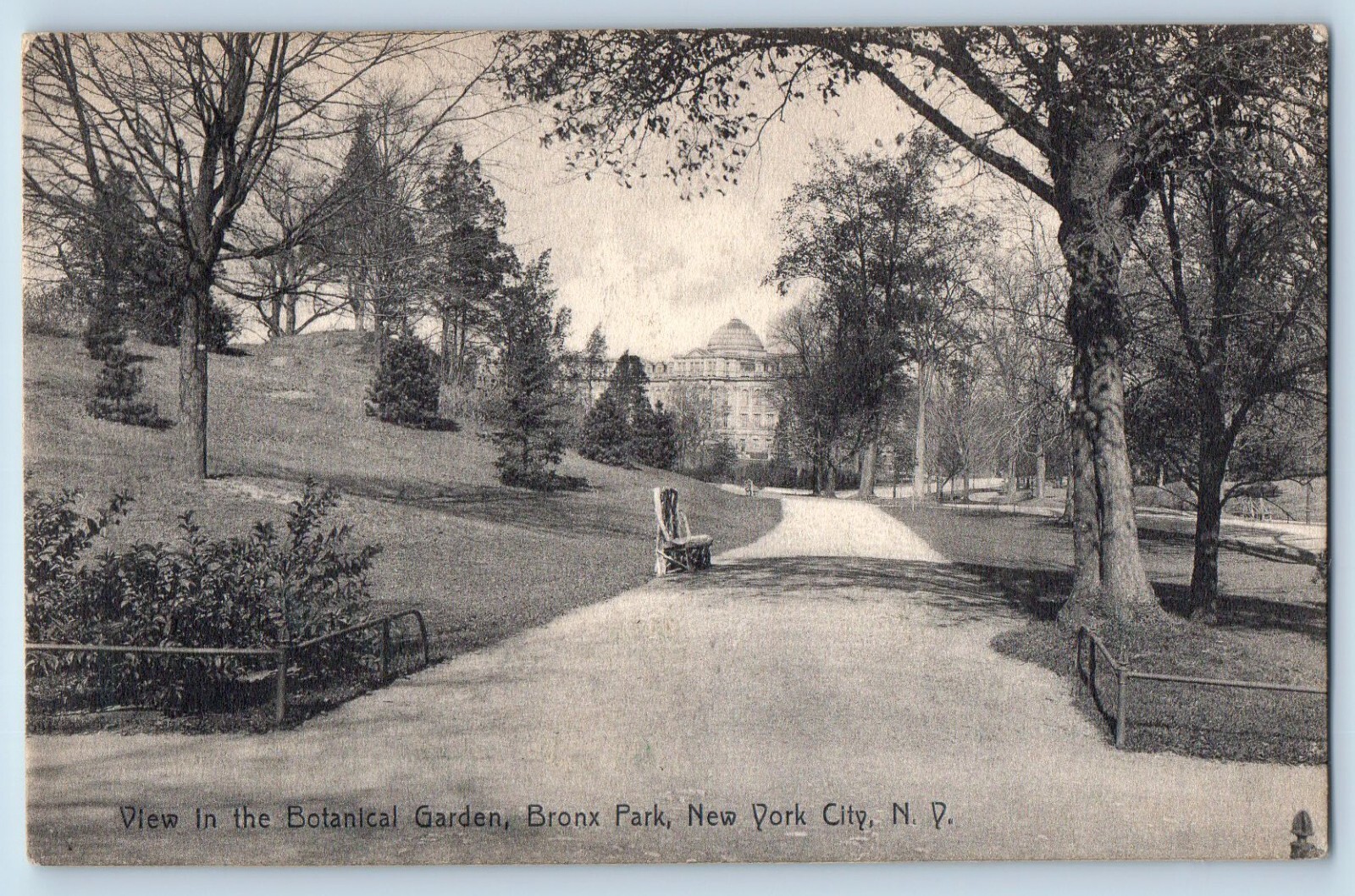 c1907 New York City NY Vintage Postcard View Botanical Garden Bronx Park Posted