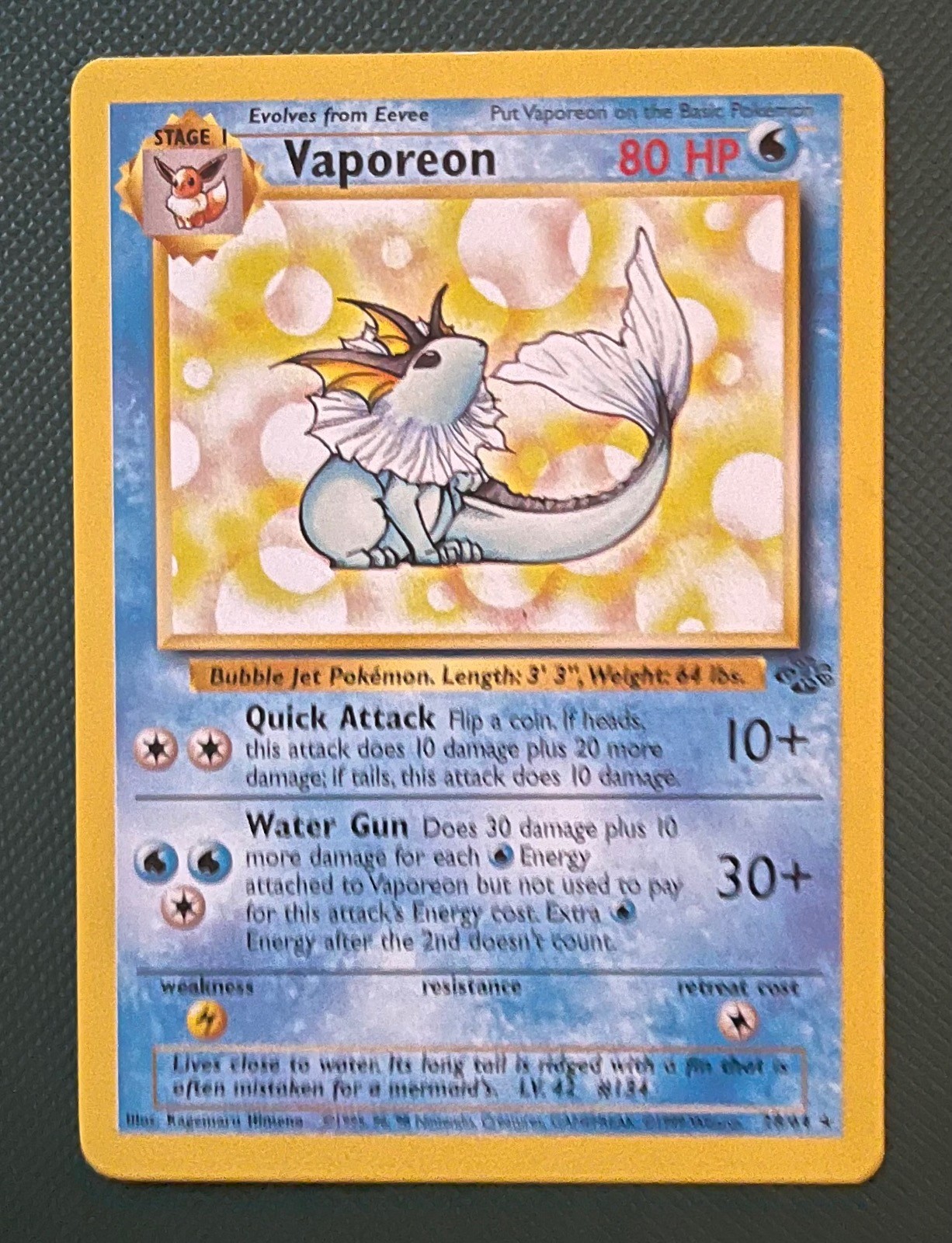 Vaporeon 28/64 Unlimited Pokemon Jungle Near Mint Vaporeon 28/64 Unlimited Pokemon Jungle Near Mint