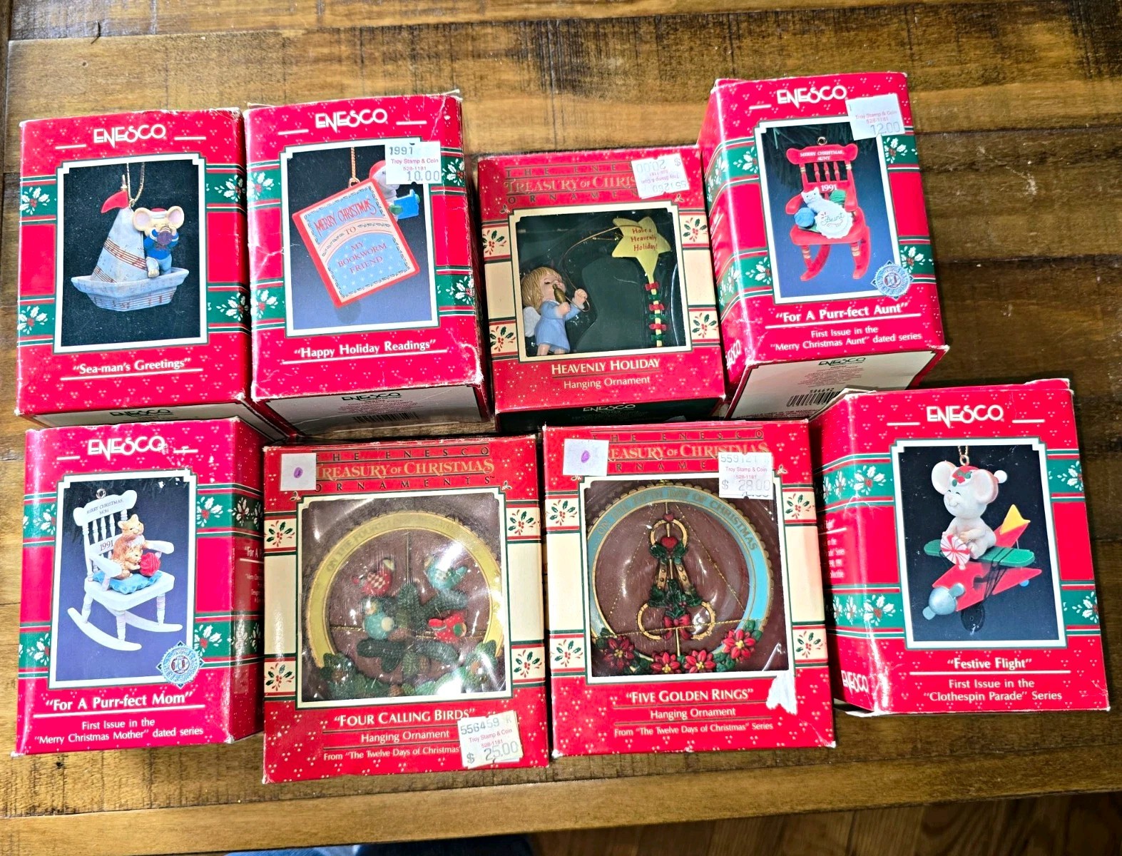Vintage Enesco Christmas Ornaments Lot of 8 1990 1991 Twelve Days Original Boxes Vintage Enesco Christmas Ornaments Lot of 8 1990 1991 Twelve Days Original Boxes