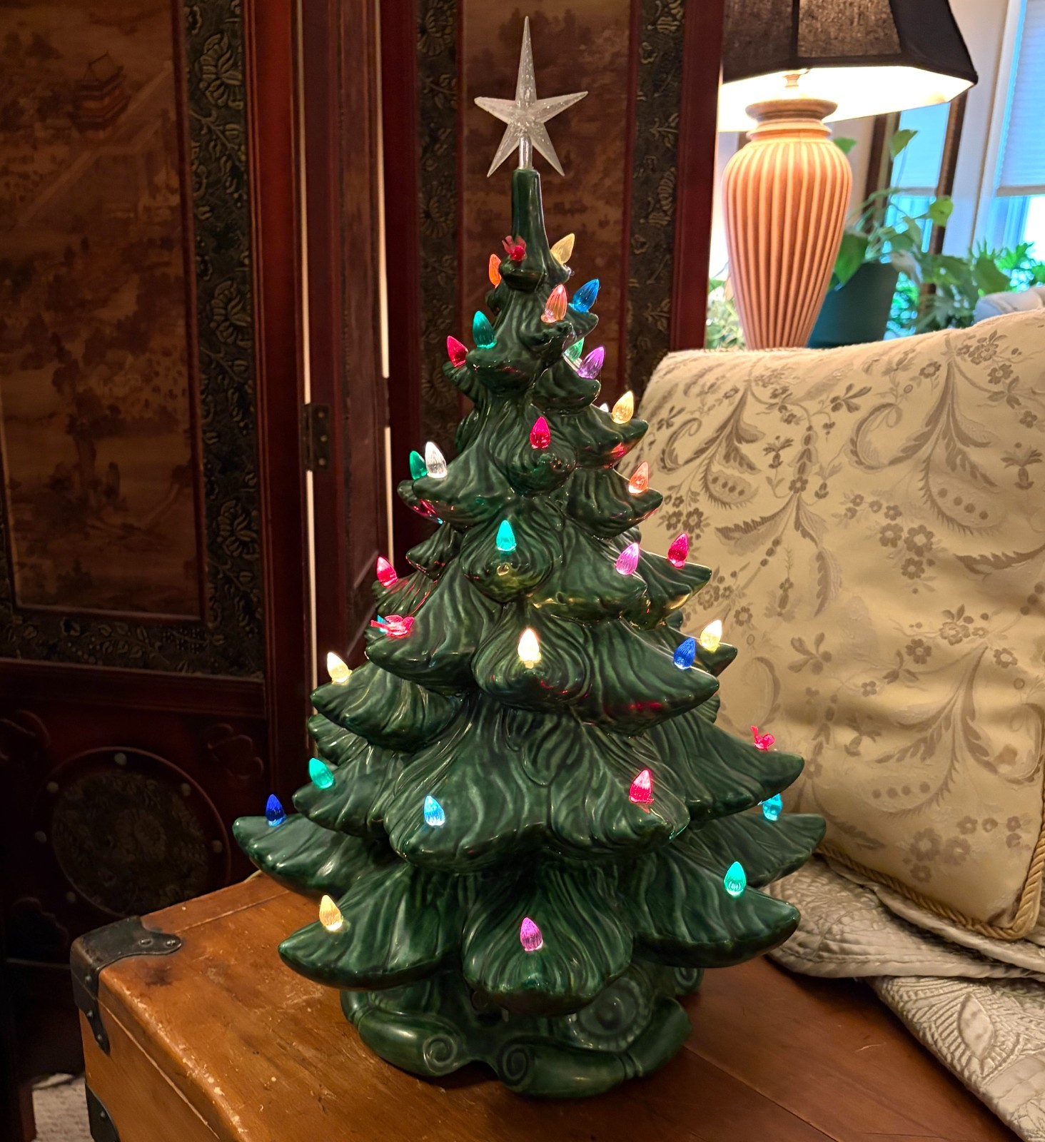 Atlantic Mold 1979 Music Box Ceramic Christmas Tree 18-19" Very Good Condition Atlantic Mold 1979 Music Box Ceramic Christmas Tree 18-19" Very Good Condition