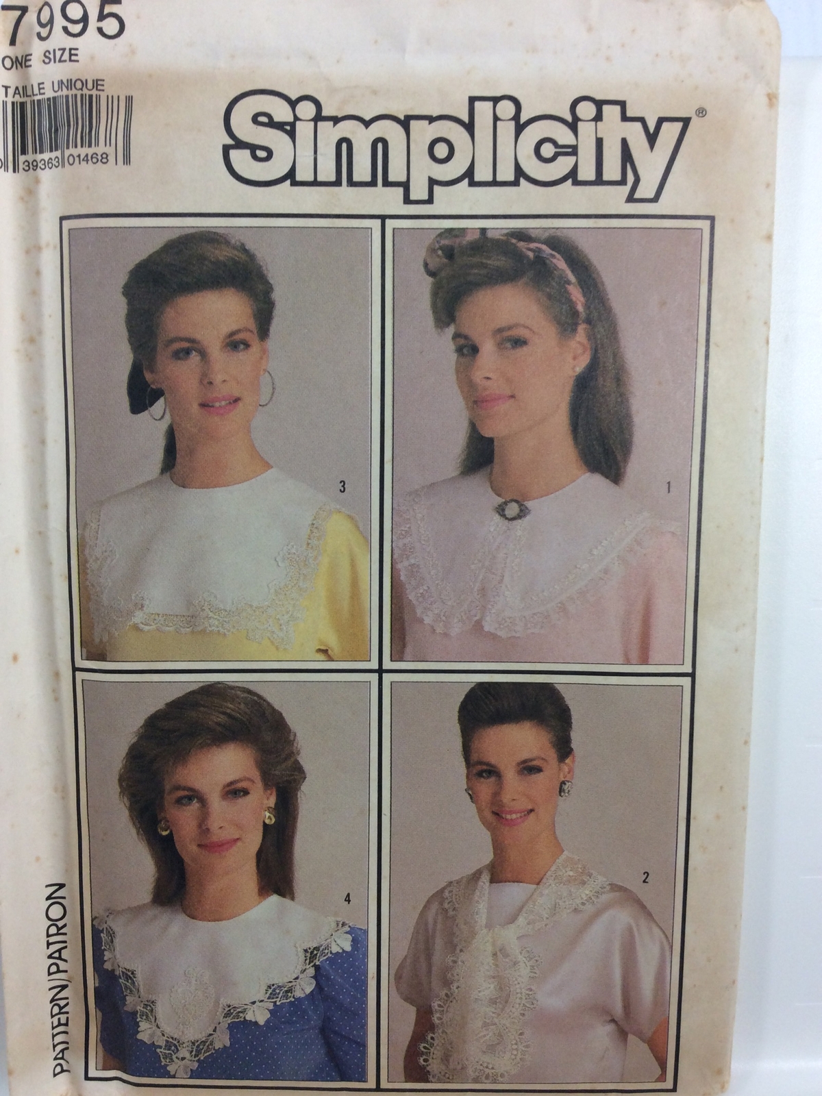 1986 Simplicity 7995 Vintage Sewing Pattern Uncut Women Set Collars One Size 1986 Simplicity 7995 Vintage Sewing Pattern Uncut Women Set Collars One Size