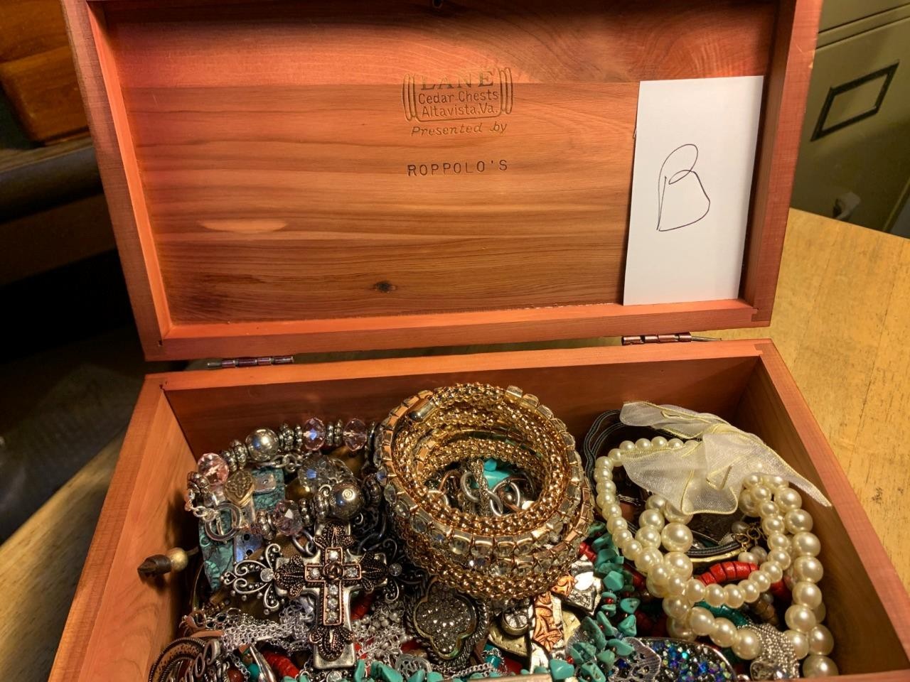 Vintage Lane Box Presented by Roppolo's filled with Costume Jewelry #B Vintage Lane Box Presented by Roppolo's filled with Costume Jewelry #B