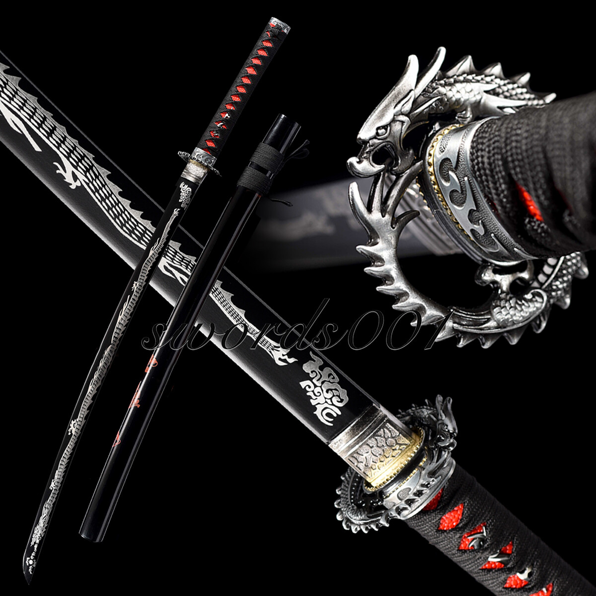 Handmade Black Blade Japanese Samurai Katana Sword 1095 High Carbon Steel Sharp Handmade Black Blade Japanese Samurai Katana Sword 1095 High Carbon Steel Sharp