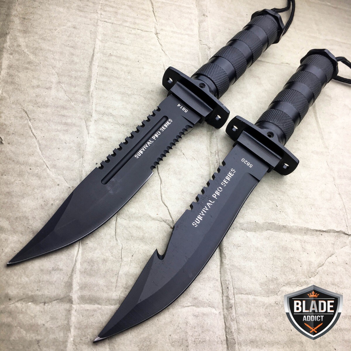 2PC 11" Tactical Fishing Hunting Fixed Blade Knife + Sheath + Survival Kit NEW 2PC 11" Tactical Fishing Hunting Fixed Blade Knife + Sheath + Survival Kit NEW