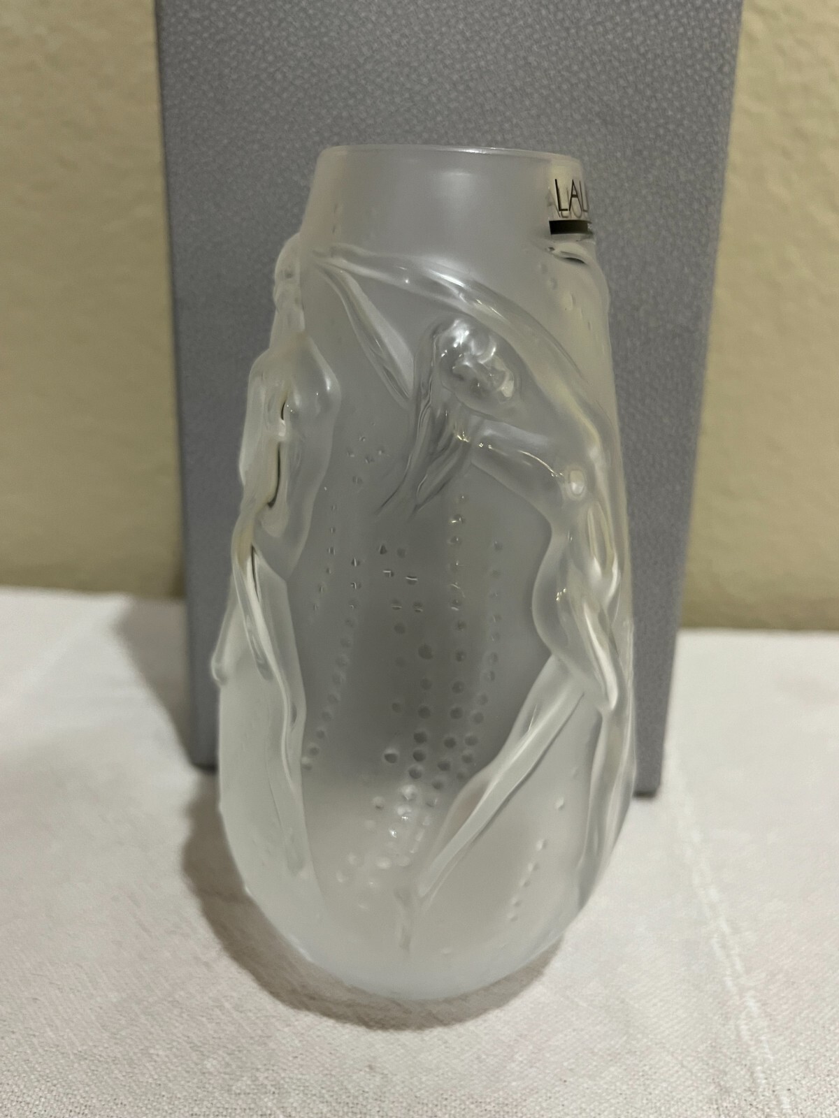 New Lalique France Crystal Soliflore Nymphes Nymphea Bud Vase With Box 5 1/2"