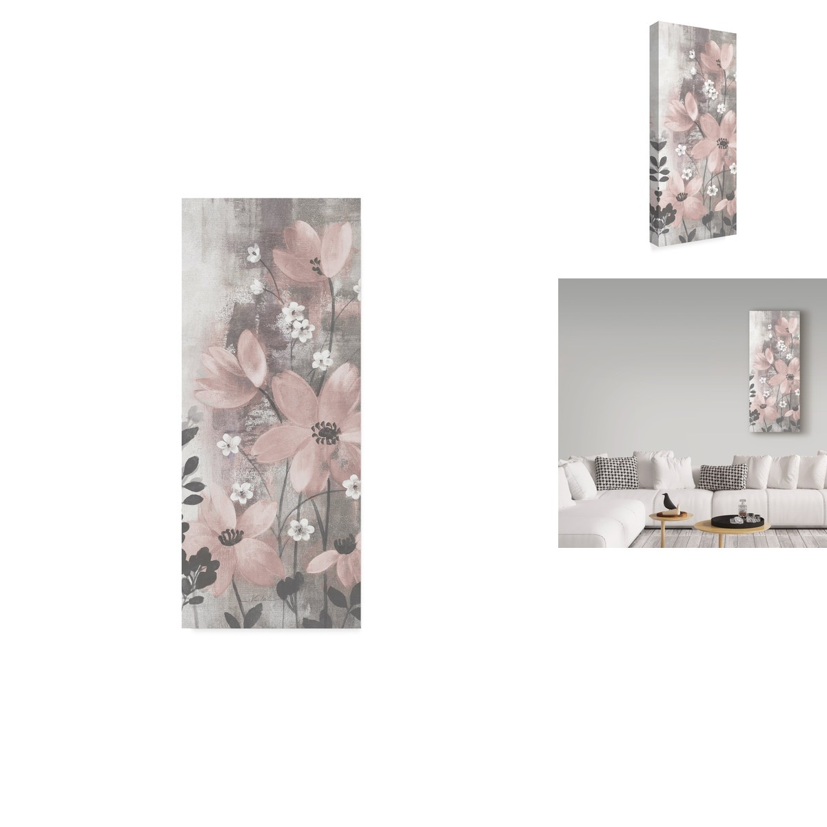 Trademark Fine Art WAP04367-C1432GG Floral Symphony Blush Gray Crop I 14x32