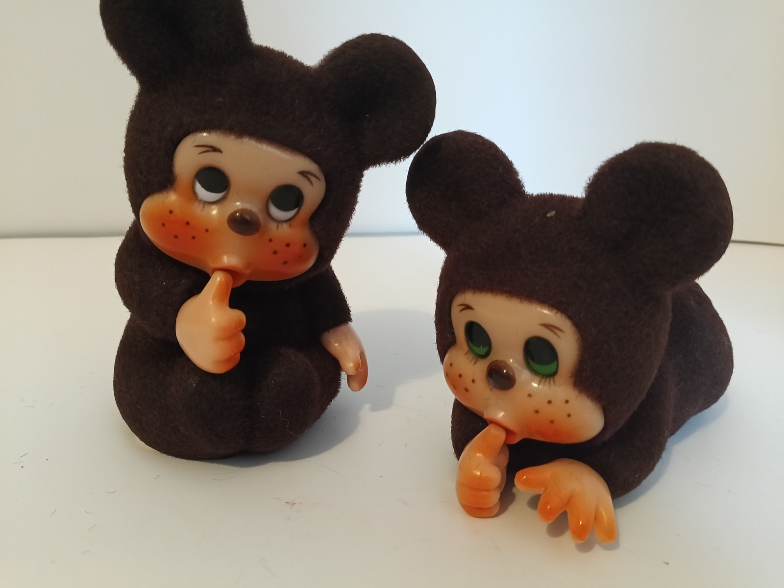 Rare Monchhichi Style Thumb Sucker 7" Monkey/Bear Flocked Piggy Bank Vintage