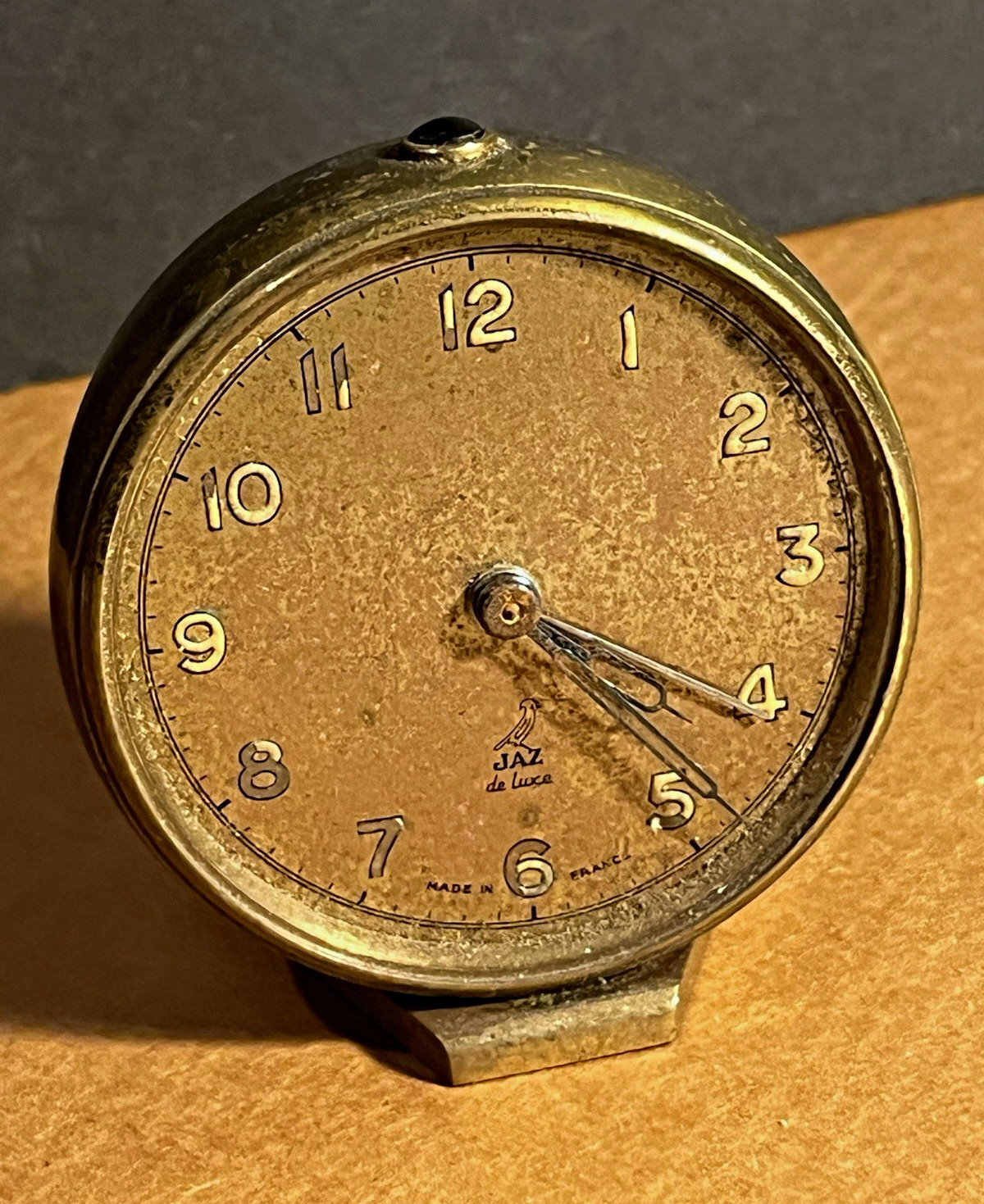 Vintage Jaz de Luxe Mechanical Alarm Desk Clock Round France 3 inch working Vintage Jaz de Luxe Mechanical Alarm Desk Clock Round France 3 inch working