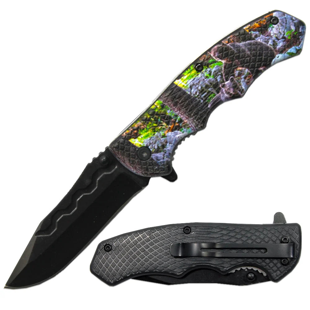 LQ 3279-BR1 4.5" Textured Bear Handle Outdoor Camping Tool Multifunctional Fruit LQ 3279-BR1 4.5" Textured Bear Handle Outdoor Camping Tool Multifunctional Fruit