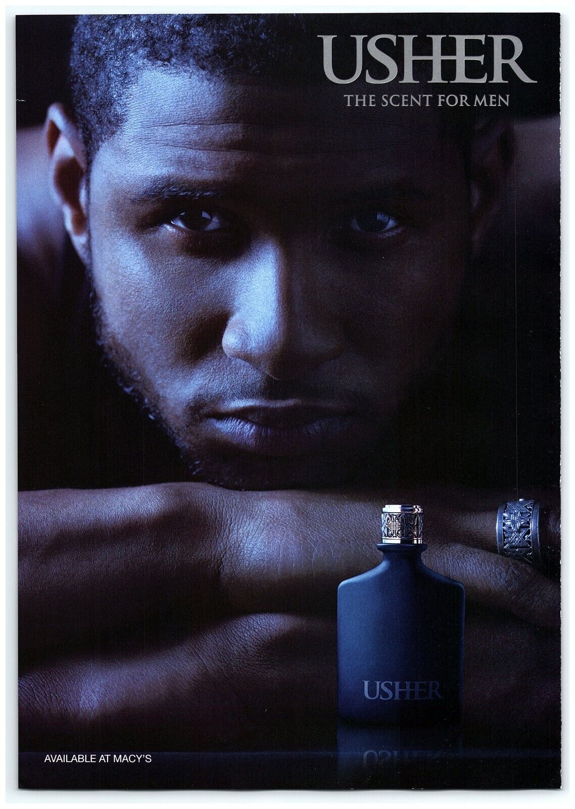 2008 Usher The Scent For Men Fragrance Print Ad, Usher Shirtless Face Ring Hot