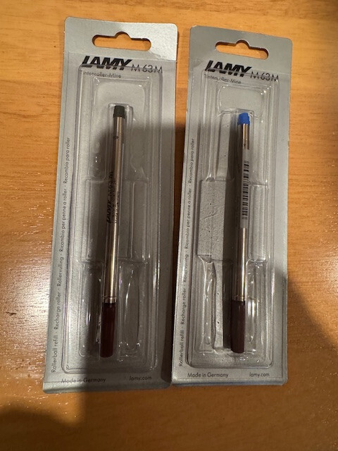 NEW LOT OF 2 LAMY ROLLERBALL Pen REFILL MADE IN GERMANY BLUE BLACK M 63 M MEDIUM NEW LOT OF 2 LAMY ROLLERBALL Pen REFILL MADE IN GERMANY BLUE BLACK M 63 M MEDIUM
