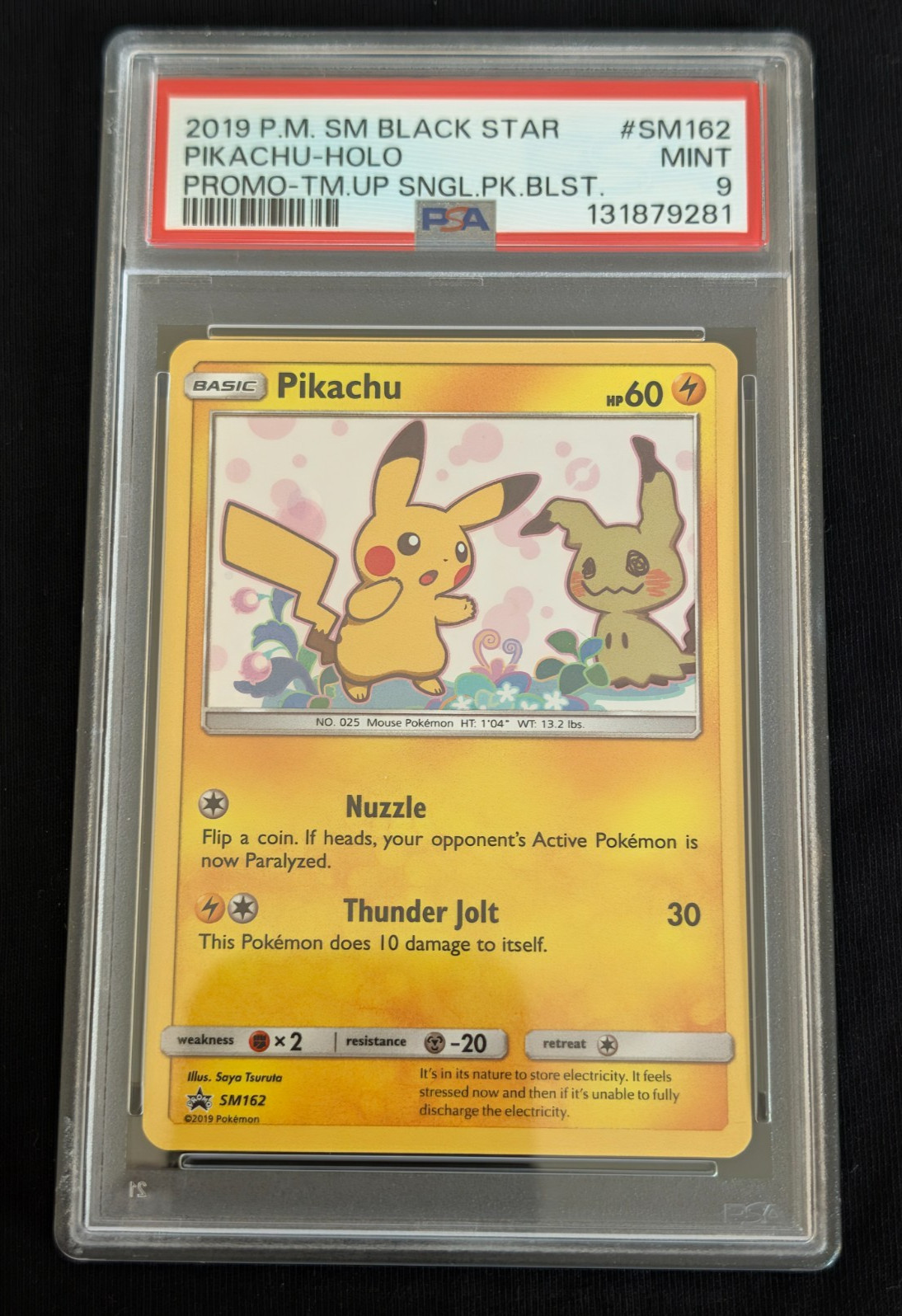 2019 Pokemon Pikachu #SM162 Black Star Promo Holo Team Up PSA 9 Sun & Moon