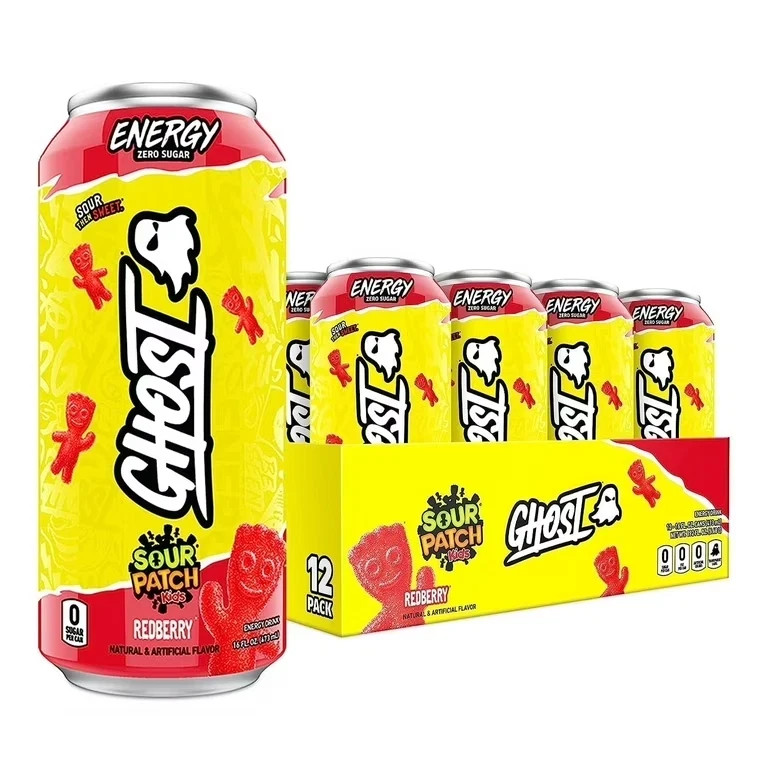 GHOST Energy Drink - 12-Pack, Sour Patch Kids Redberry, 16oz - Energy & Focus & GHOST Energy Drink - 12-Pack, Sour Patch Kids Redberry, 16oz - Energy & Focus &