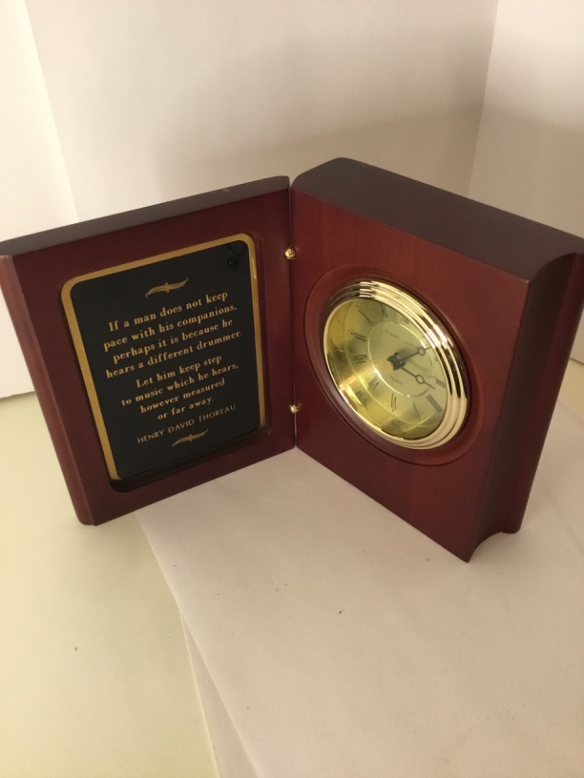 Stuart Allen Book Clock mahogany or rosewood excellent condition with Quote Stuart Allen Book Clock mahogany or rosewood excellent condition with Quote