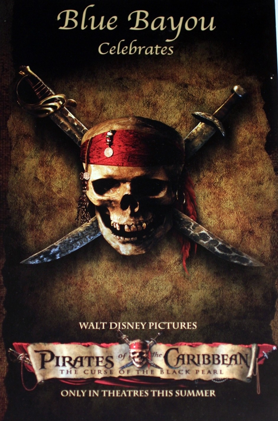 Disneyland Blue Bayou MENU 2003 Pirates of the Caribbean Black Pearl 1st Edition Disneyland Blue Bayou MENU 2003 Pirates of the Caribbean Black Pearl 1st Edition