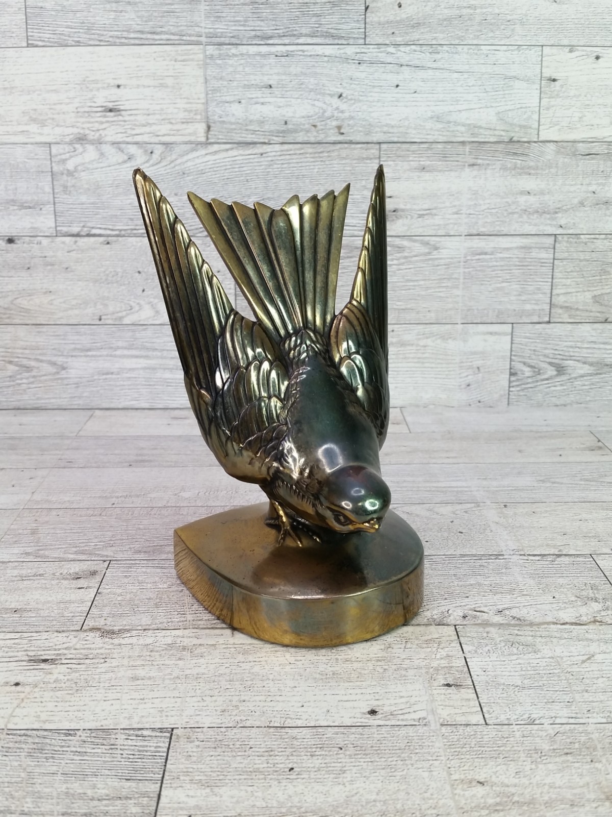 Vintage PM Craftmans Brass Bird Bookend Art Nouveau PMC Swallow **One End Only* Vintage PM Craftmans Brass Bird Bookend Art Nouveau PMC Swallow **One End Only*