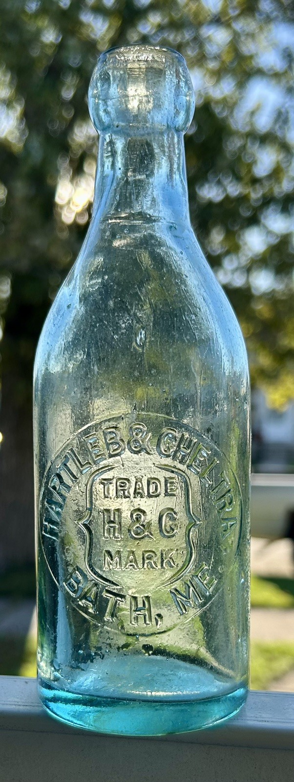 Antique HARTLEB & CHELTRA BATH MAINE Hutchinson Bottle Aqua Blue 1880’s Rare Antique HARTLEB & CHELTRA BATH MAINE Hutchinson Bottle Aqua Blue 1880’s Rare