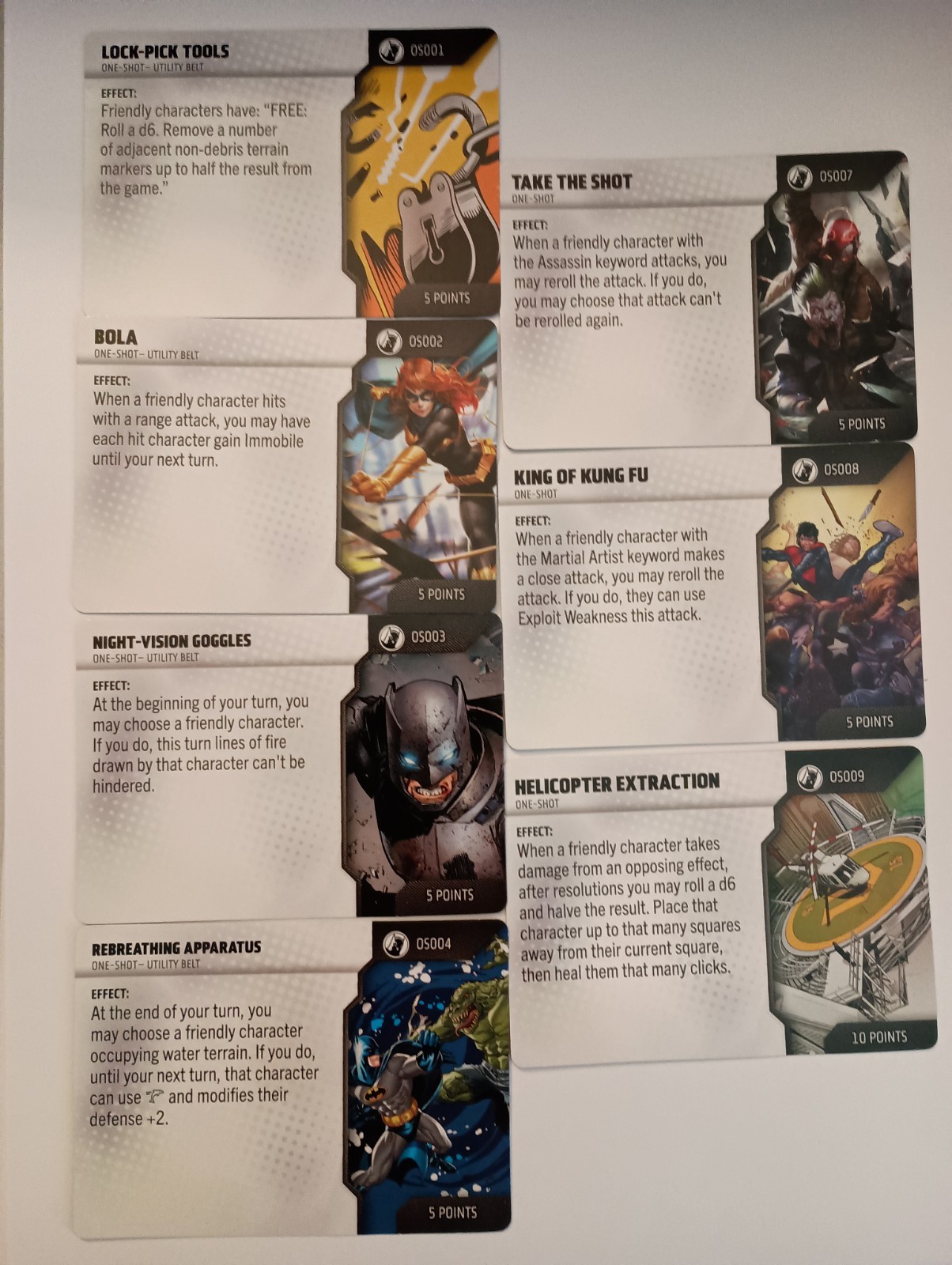 Heroclix Lot DC Fight for Gotham City One Shot Card Set OS001-OS004, OS007-OS009 Heroclix Lot DC Fight for Gotham City One Shot Card Set OS001-OS004, OS007-OS009
