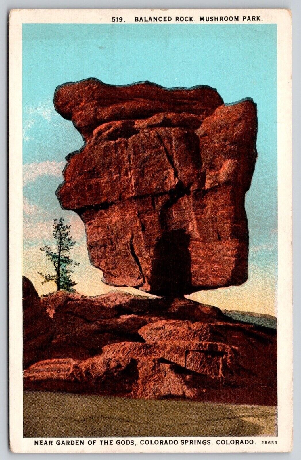 Balanced Rock Formation Mushroom Park Garden Gods Colorado Springs CO Postcard