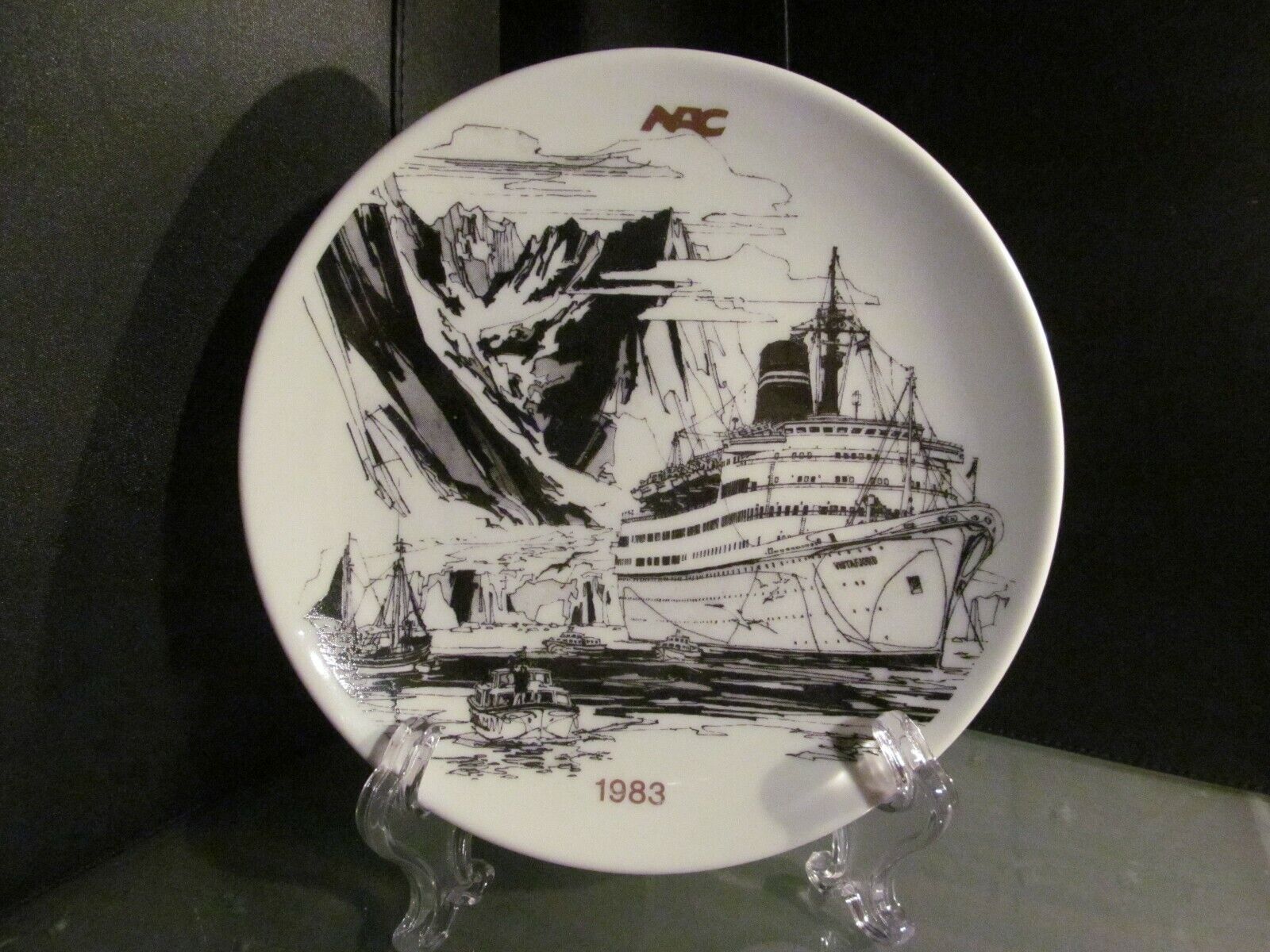 NAC SAGAFJORD 1983 World Cruise Plate Porsgrund dish Norwegian American vintage