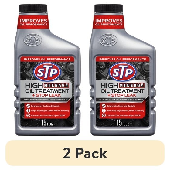 2 pack STP High Mileage Oil Treatment and Stop Leak Additive, 15 fl oz 2 pack STP High Mileage Oil Treatment and Stop Leak Additive, 15 fl oz