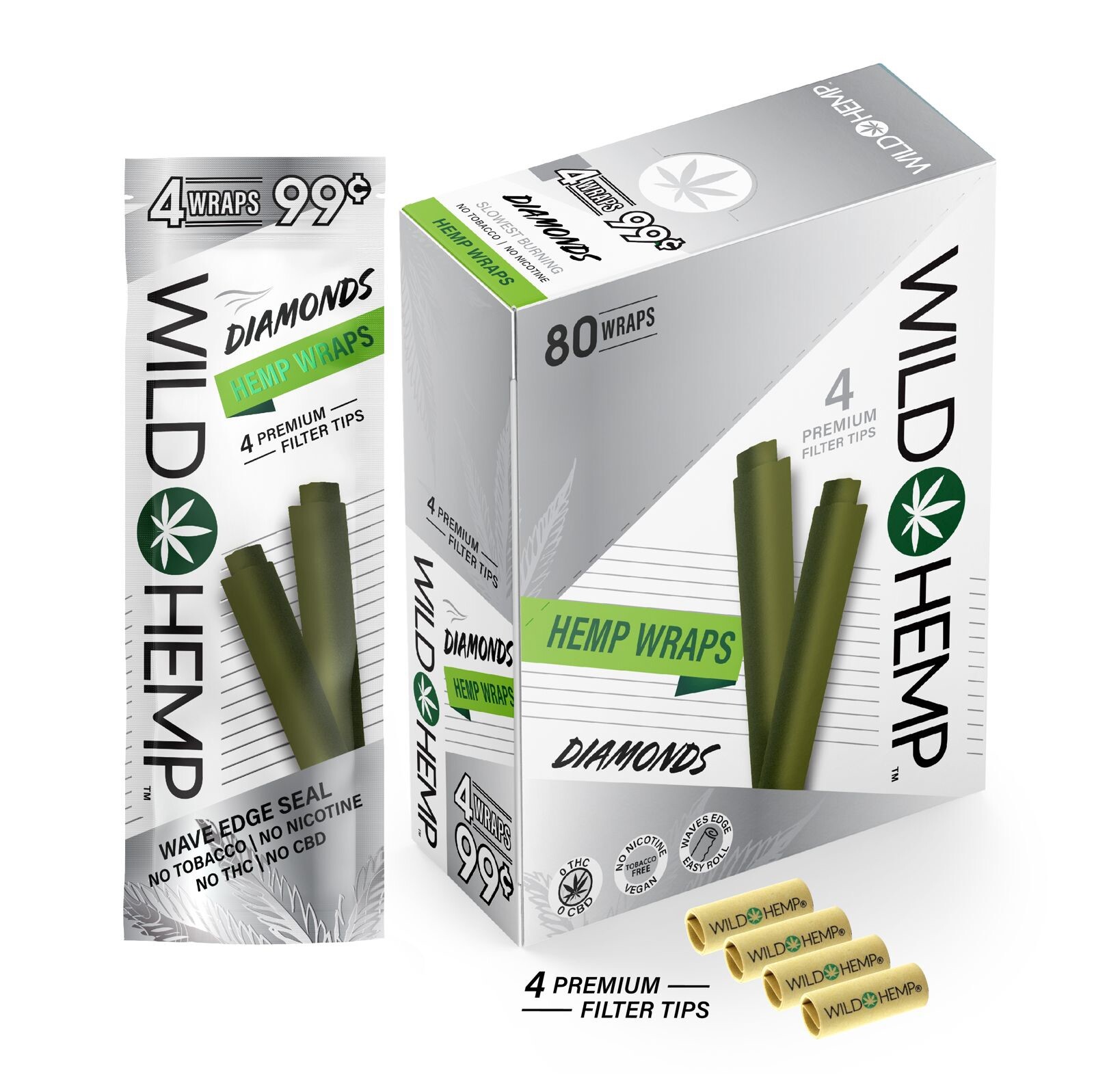 Wild H. Organic Wrap Rolling Paper Diamond Full Box 20 Pouches / 4 per Pack Wild H. Organic Wrap Rolling Paper Diamond Full Box 20 Pouches / 4 per Pack