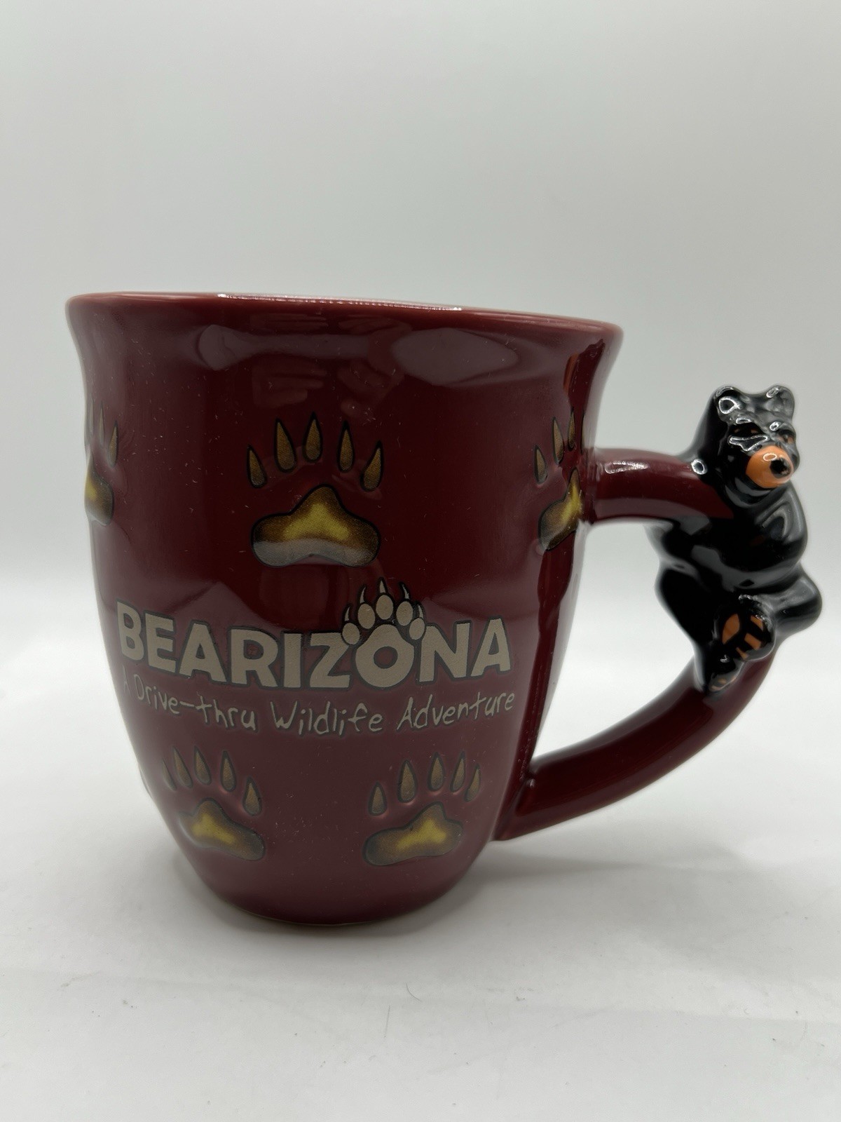 Bearizona Wildlife Park Maroon Coffee Mug 3D Black Bear Cub Handle Souvenir Bearizona Wildlife Park Maroon Coffee Mug 3D Black Bear Cub Handle Souvenir