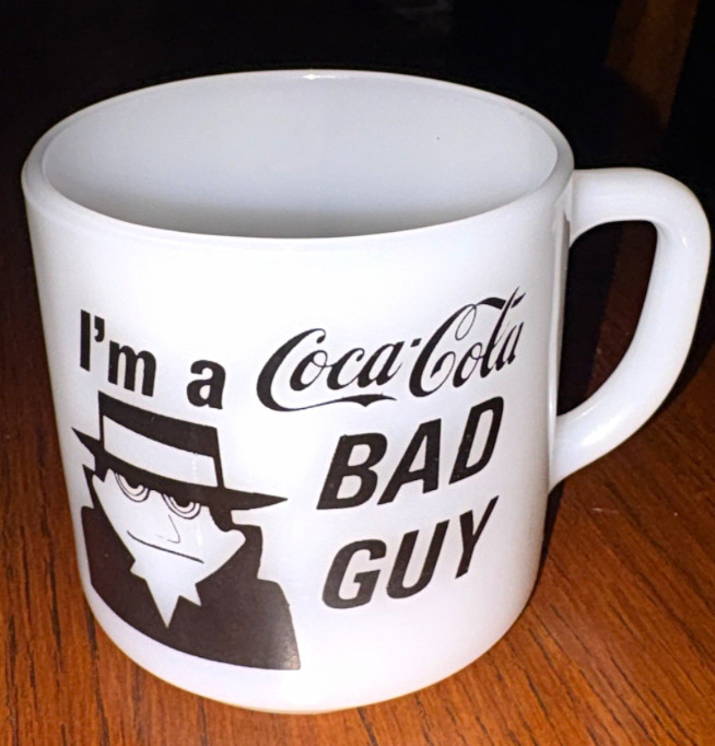 Vintage Federal Glass Coca-Cola “Bad Guy” Milk Glass Mug – I Had a Bad Idea