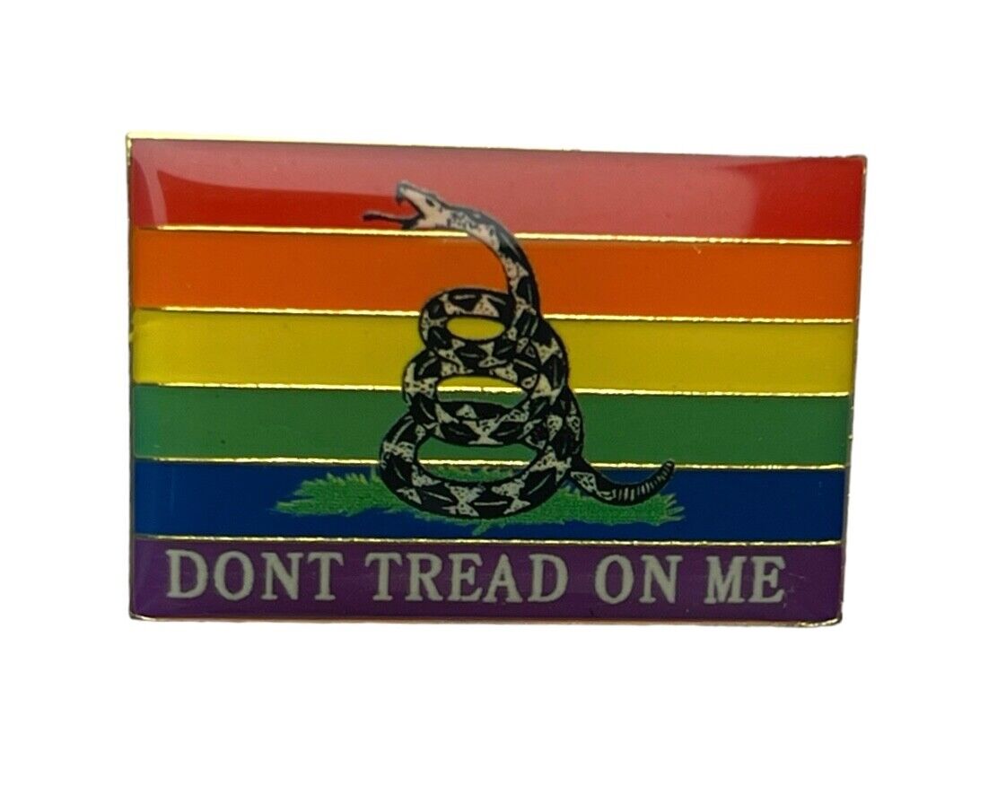 LGBTQ+ Rainbow Don't Tread On Me 1 inch pin RAM6116 F3D11AA