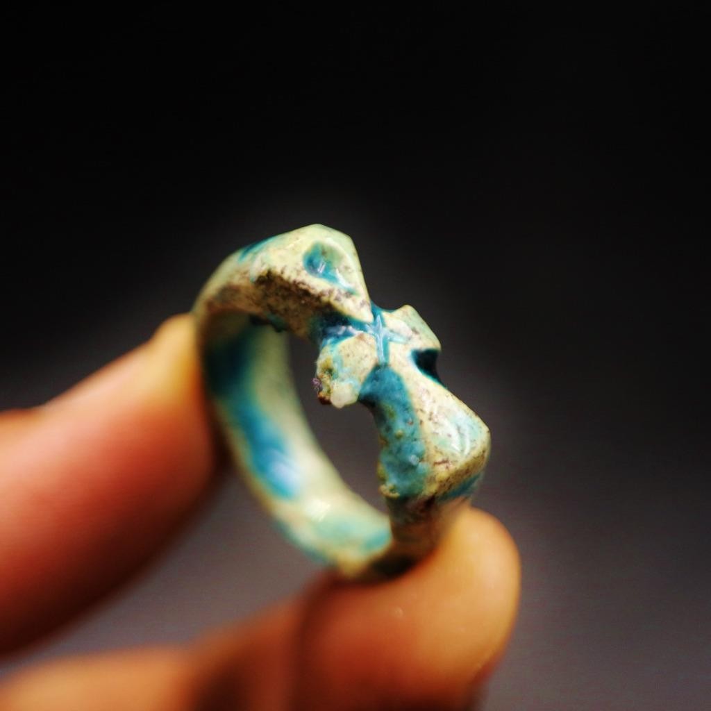 Unique Old Antique Stone Ring Cross ANKH "Key of Life" Amulet, Ancient Egyptian