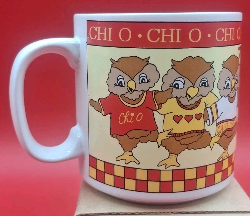 Sorority Owl Mug “Chi Omega” Alexandra And Co. LUBBOCK TEXAS 1988 SUSAN CANNON Sorority Owl Mug “Chi Omega” Alexandra And Co. LUBBOCK TEXAS 1988 SUSAN CANNON