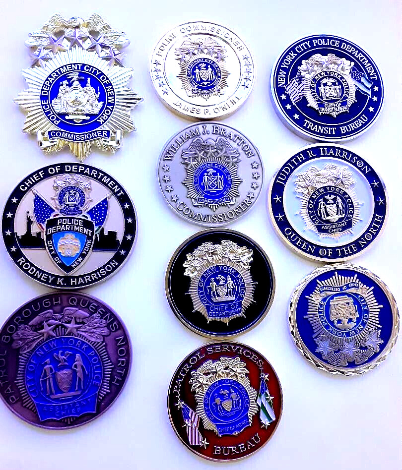 RARE NYPD LOT SALE OF 10 VARIOUS CHIEF MINT CHALLENGE COINS LEO