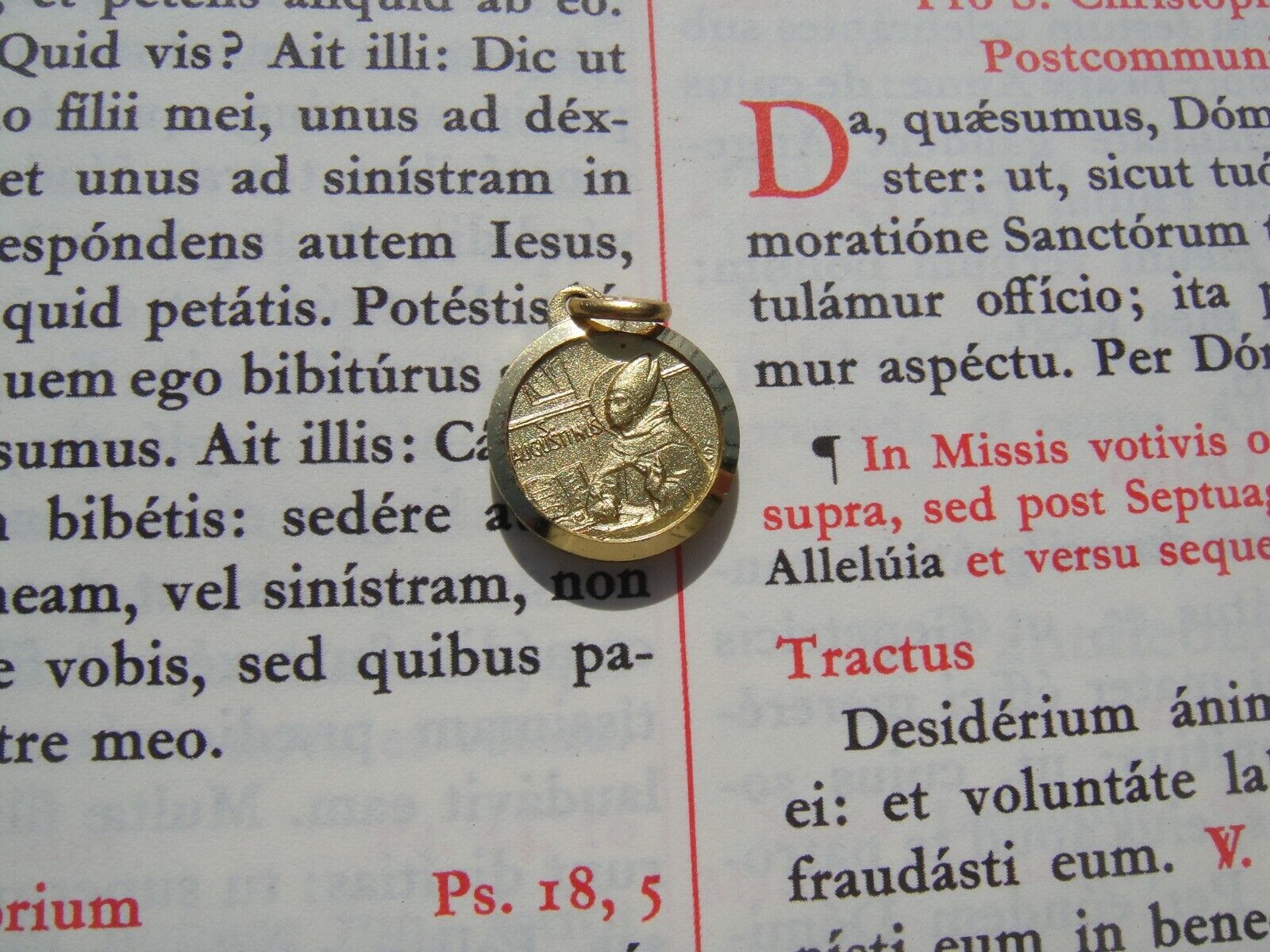 Christian rare 2nd class relic Saint Augustine of Hippo vestment medal pendant