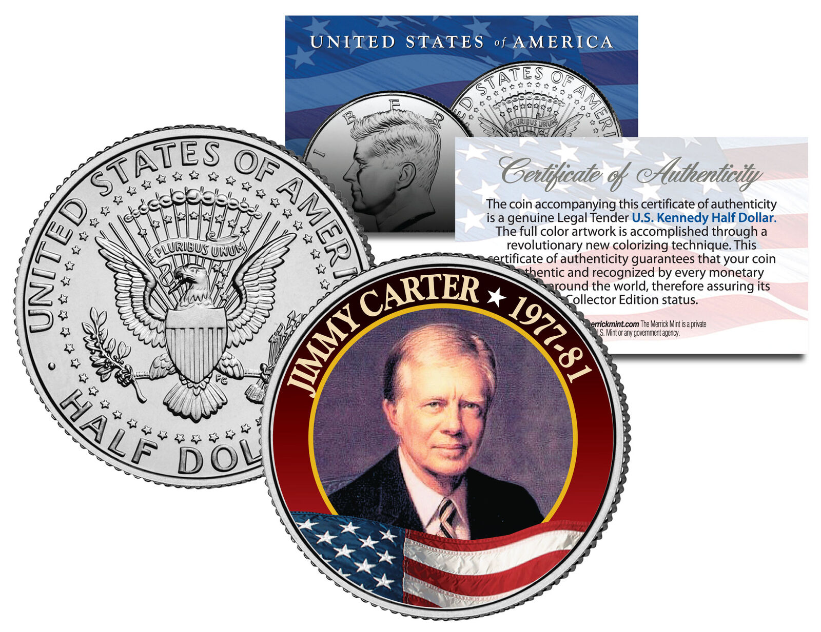 JIMMY CARTER President * 1977-1981 * JFK Kennedy Half Dollar Colorized U.S. Coin