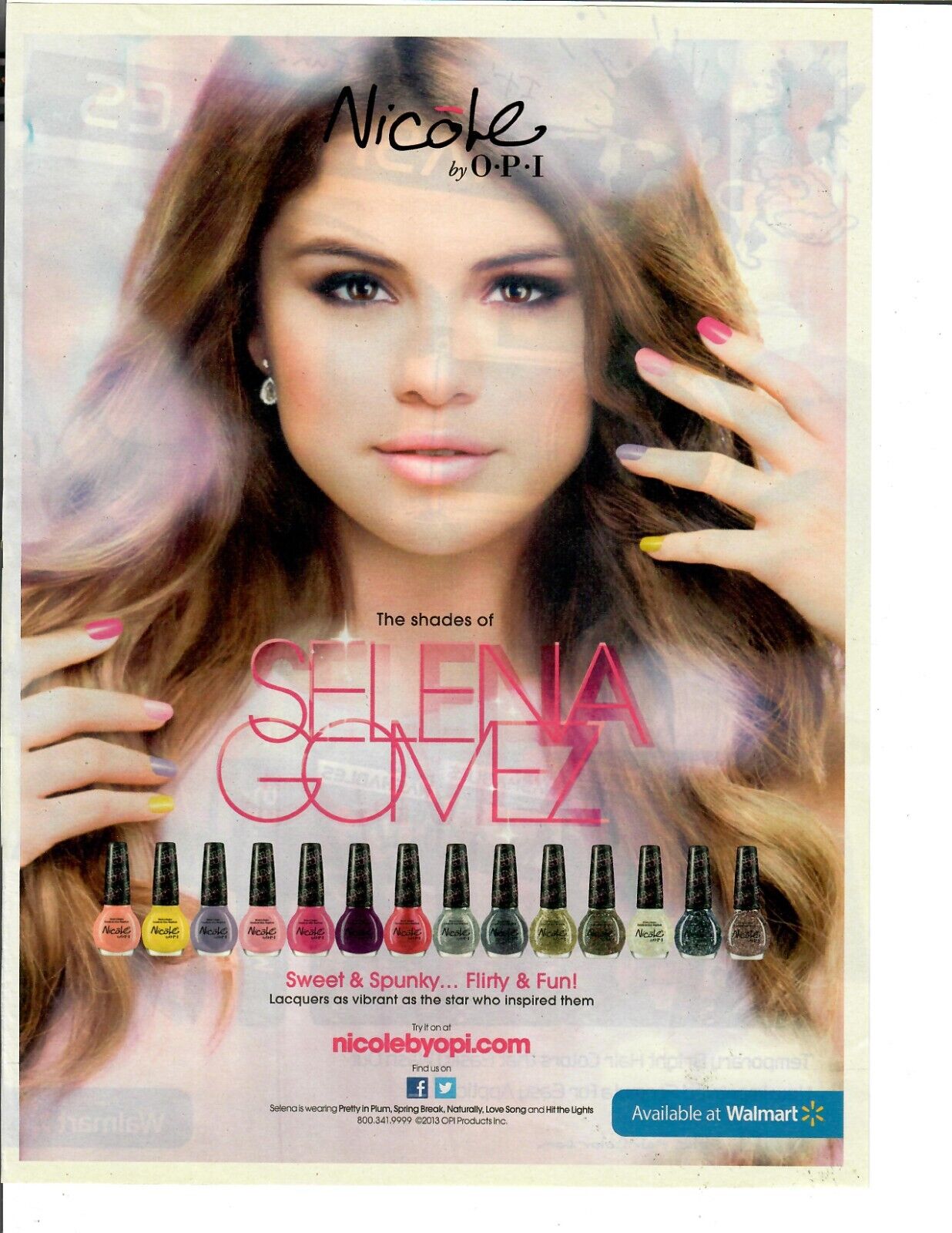 2013 Nicole by OPI Original Magazine Print Ad Nail Polish Colors of Selena Gomez