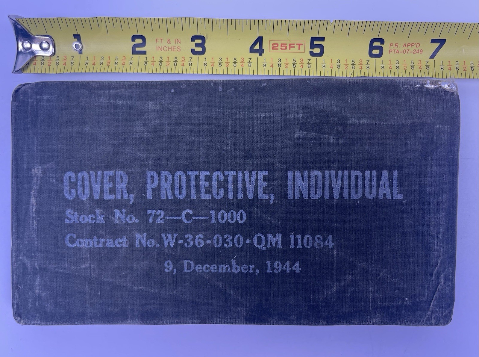 U.S. Military WWII 1944-45 Individual Protective Chemical Cover 72-C-1000 Unused U.S. Military WWII 1944-45 Individual Protective Chemical Cover 72-C-1000 Unused