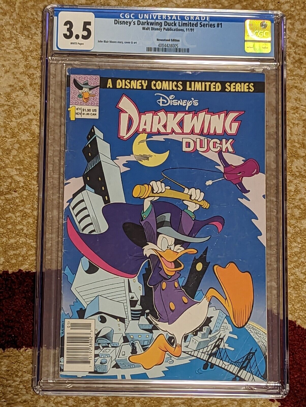 Disney's DARKWING DUCK #1  CGC 3.5 Newsstand White Pages 1991 Limited 1st appear