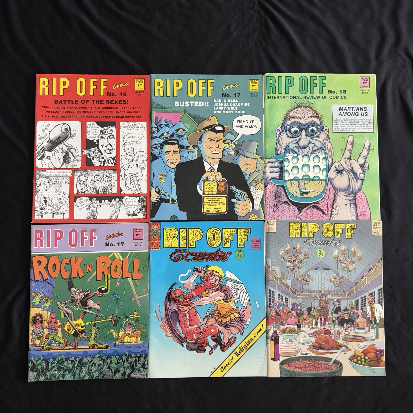 Rip Off Press Rip Off Comix #16 17 18 19 20 21 Lot Gilbert Shelton 1987 Rip Off Press Rip Off Comix #16 17 18 19 20 21 Lot Gilbert Shelton 1987