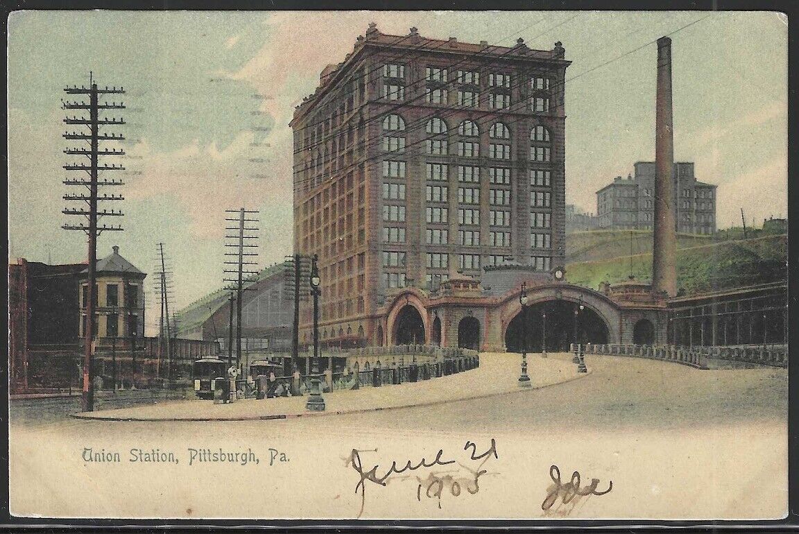 Union Train Station, Pittsburgh, Pennsylvania, Very Early Postcard, Used in 1905