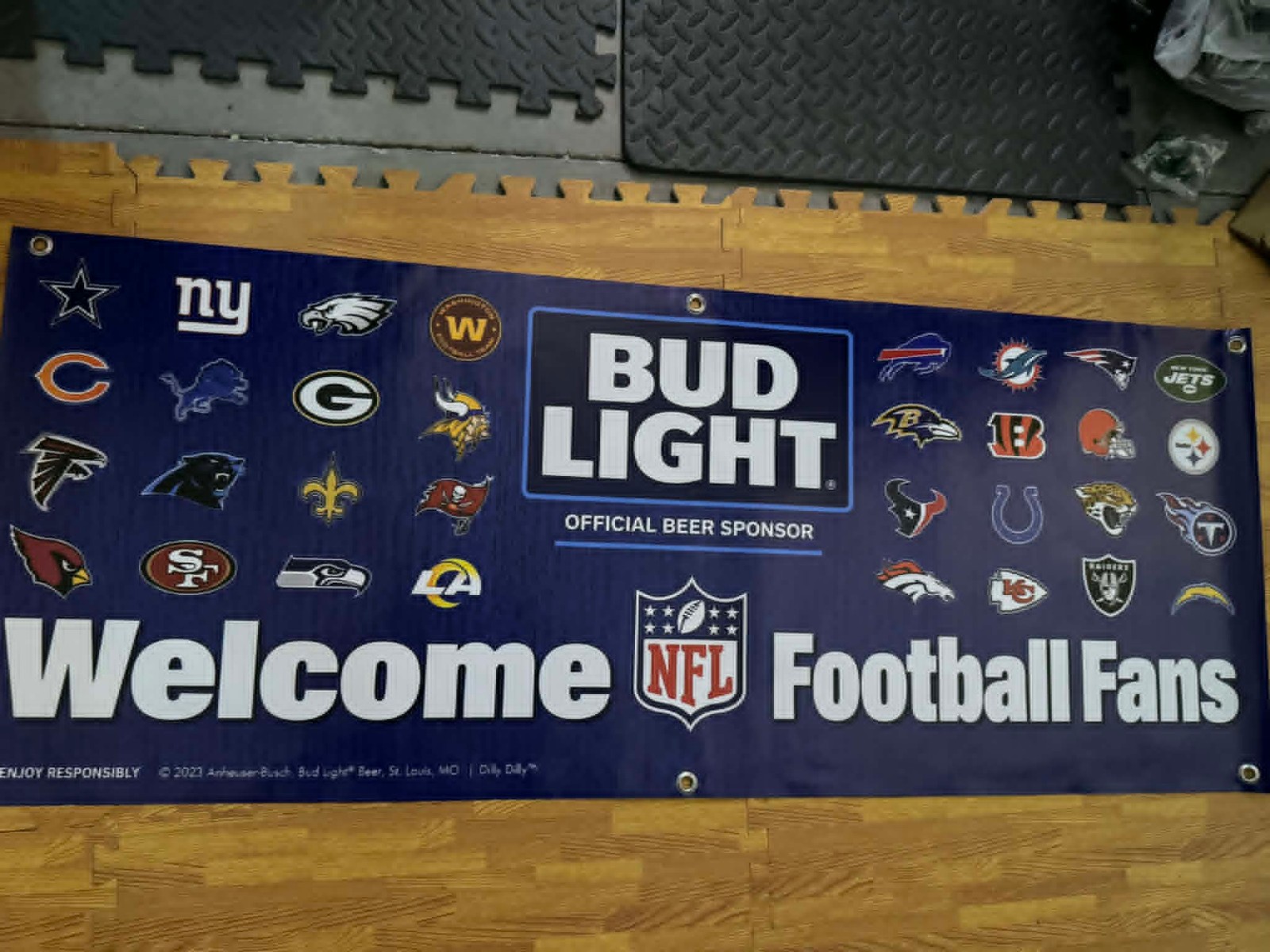 Bud Light NFL Welcome Football Fans Banner 20x50 Beer Football Man Cave Garage Bud Light NFL Welcome Football Fans Banner 20x50 Beer Football Man Cave Garage