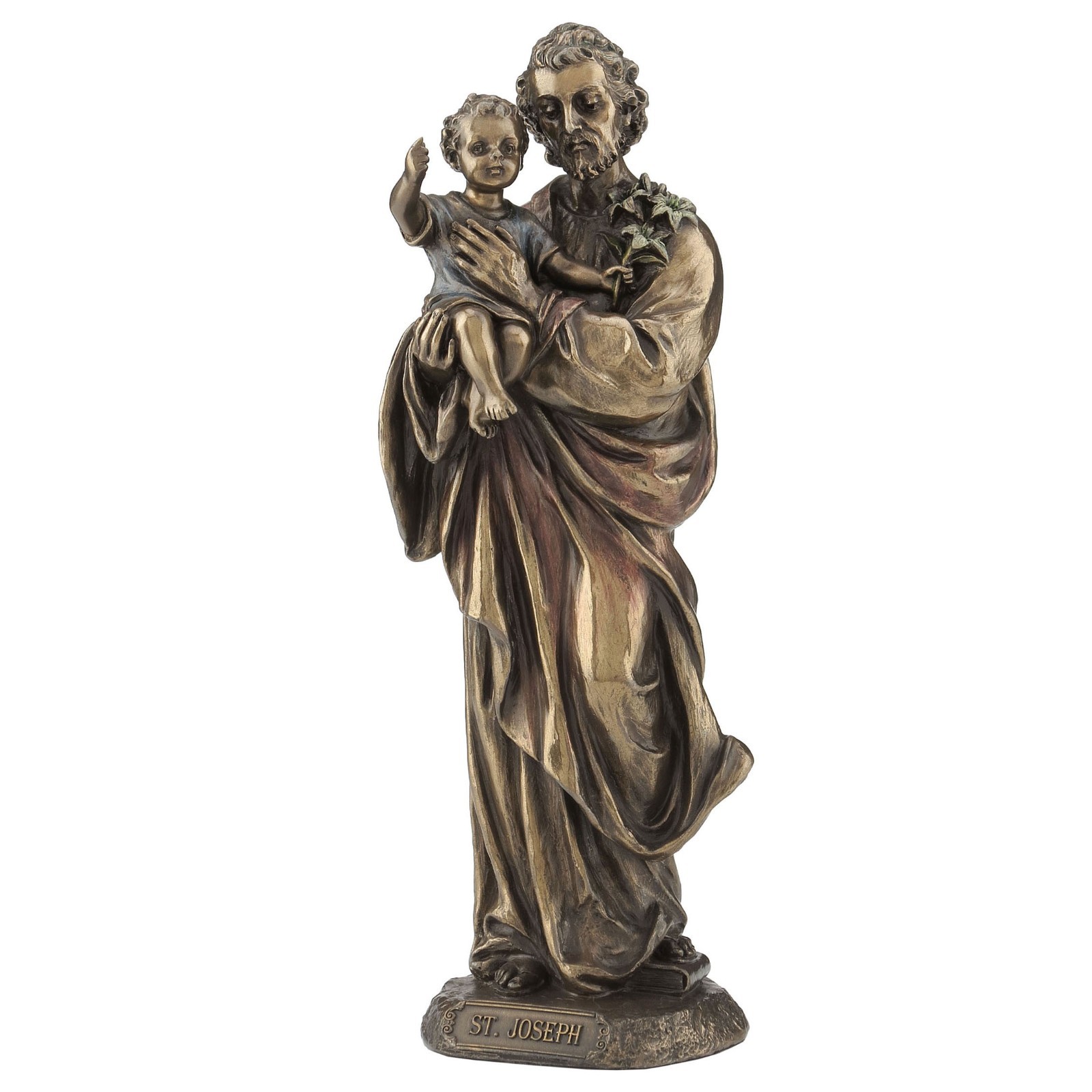St. Joseph Holding Baby Jesus Sculpture - 8.25" Cold Cast Bronze St. Joseph Holding Baby Jesus Sculpture - 8.25" Cold Cast Bronze