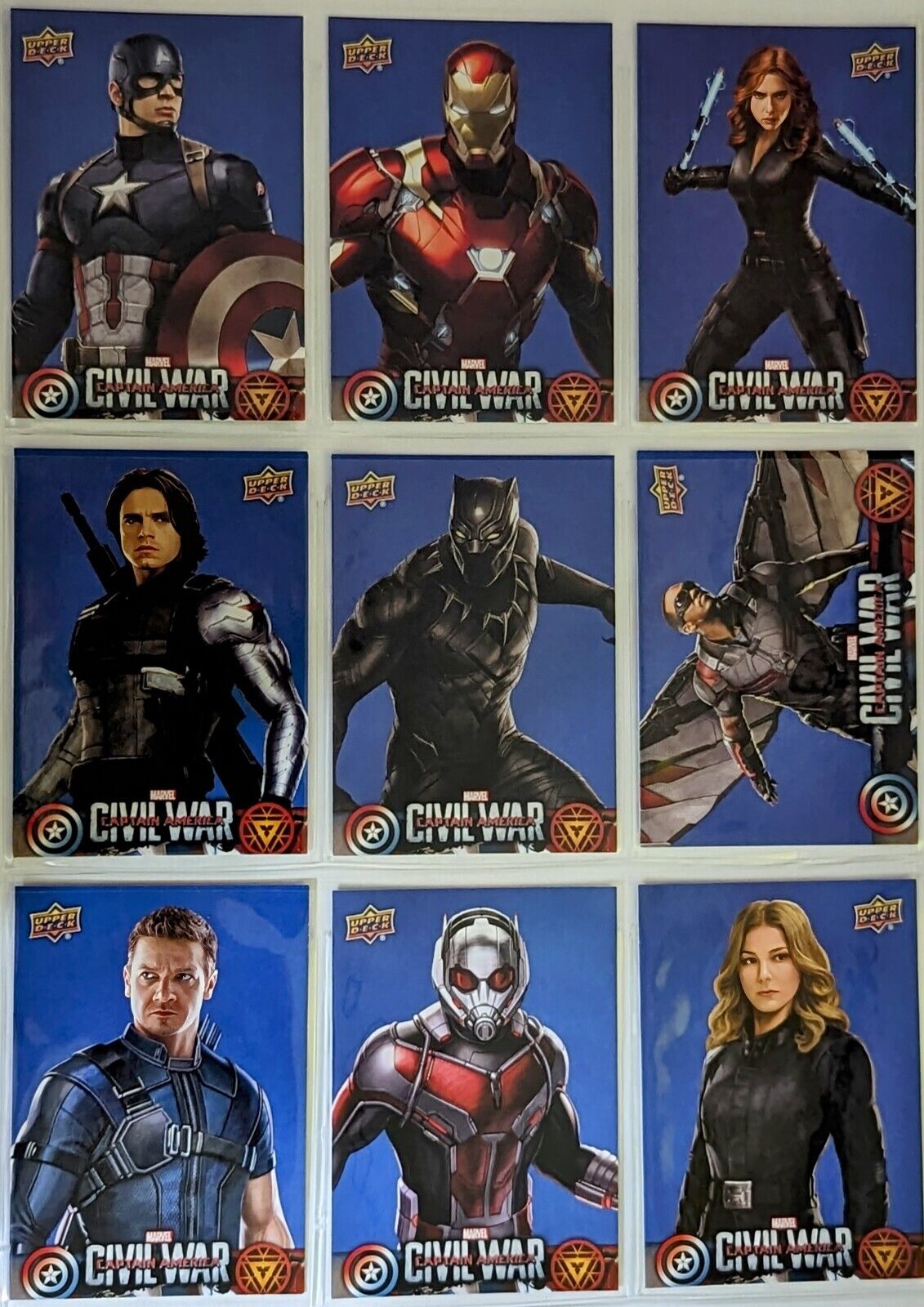 2016 Upper Deck Captain America Civil War Walmart Exclusive Blue 50 Card Set