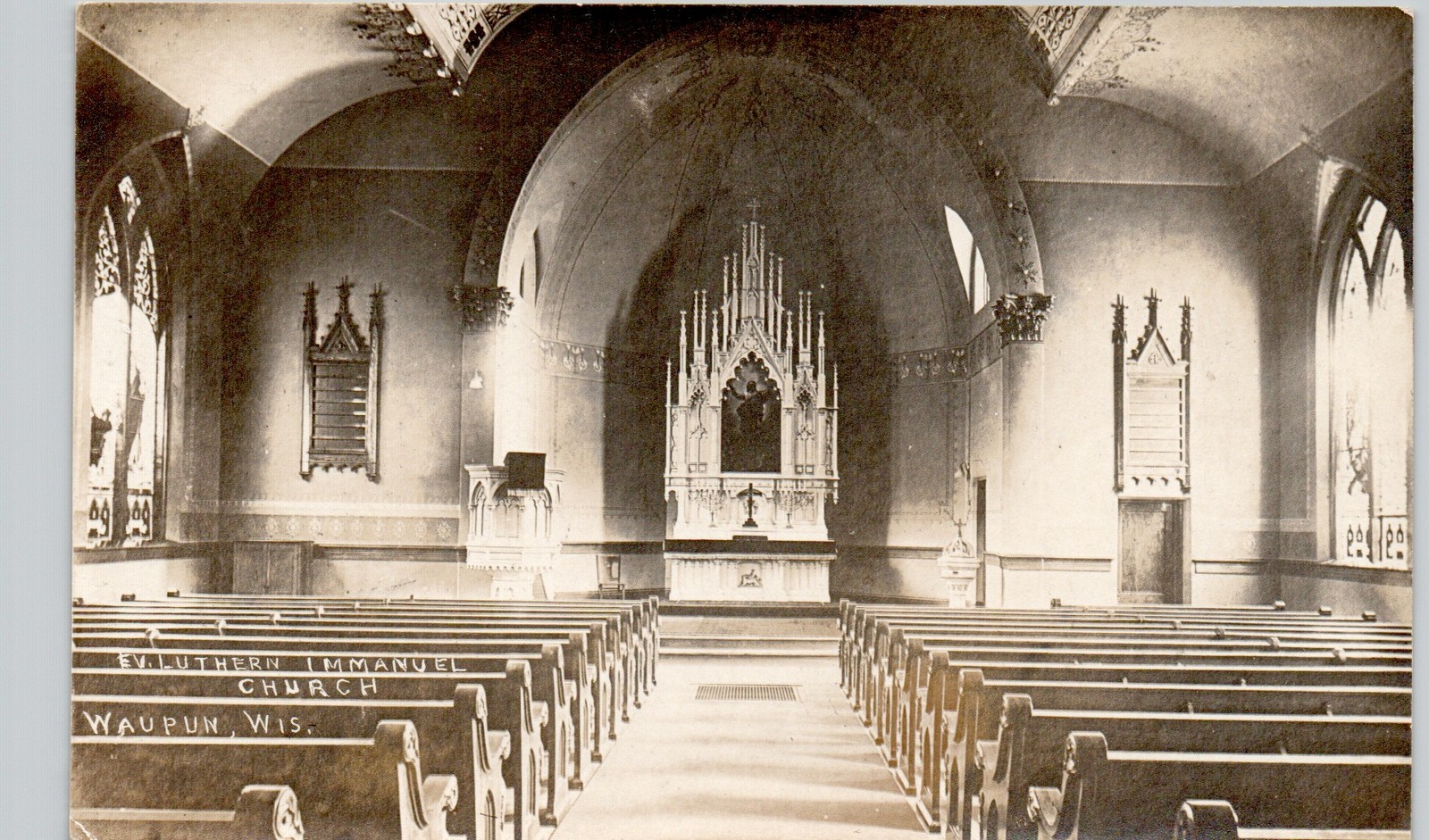LUTHERAN CHURCH INTERIOR waupun wi c1910 postcard wisconsin real photo rppc LUTHERAN CHURCH INTERIOR waupun wi c1910 postcard wisconsin real photo rppc