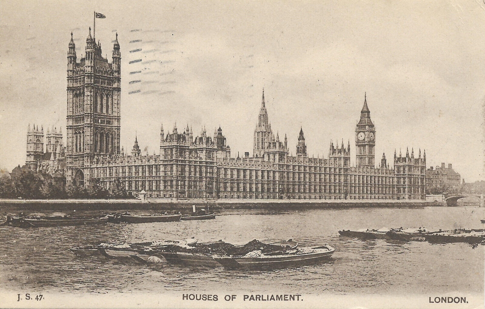 Vintage 1908 HOUSES OF PARLIAMENT LONDON ENGLAND LITHO POSTCARD P1G