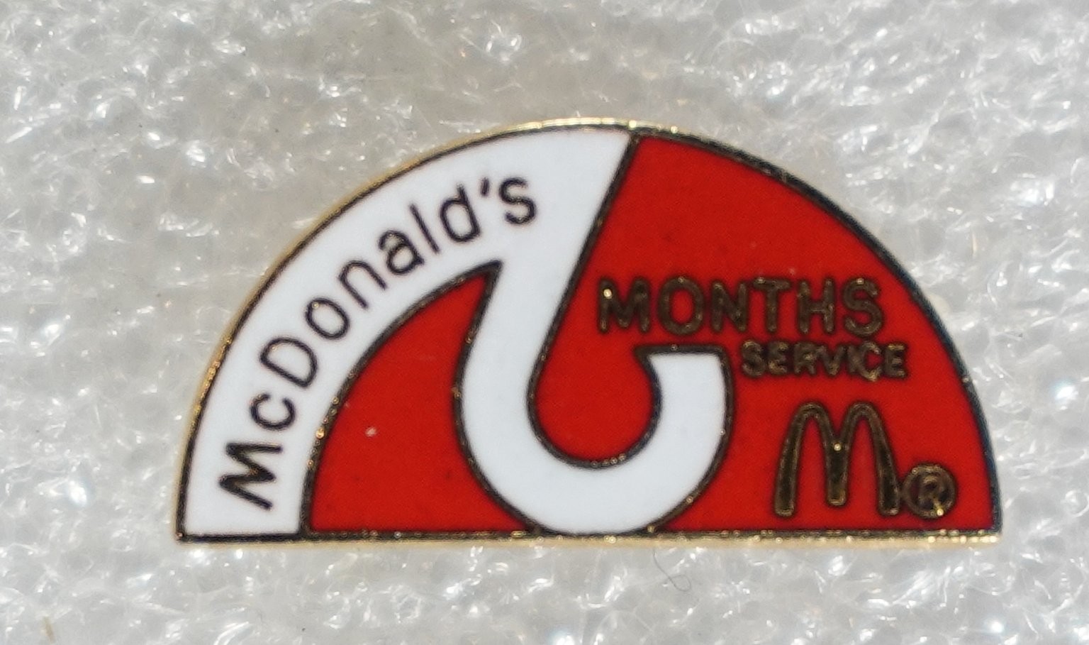 McDonald's Pinback Button 6 Months Service Employee Award Approx 18mm Wide McDonald's Pinback Button 6 Months Service Employee Award Approx 18mm Wide