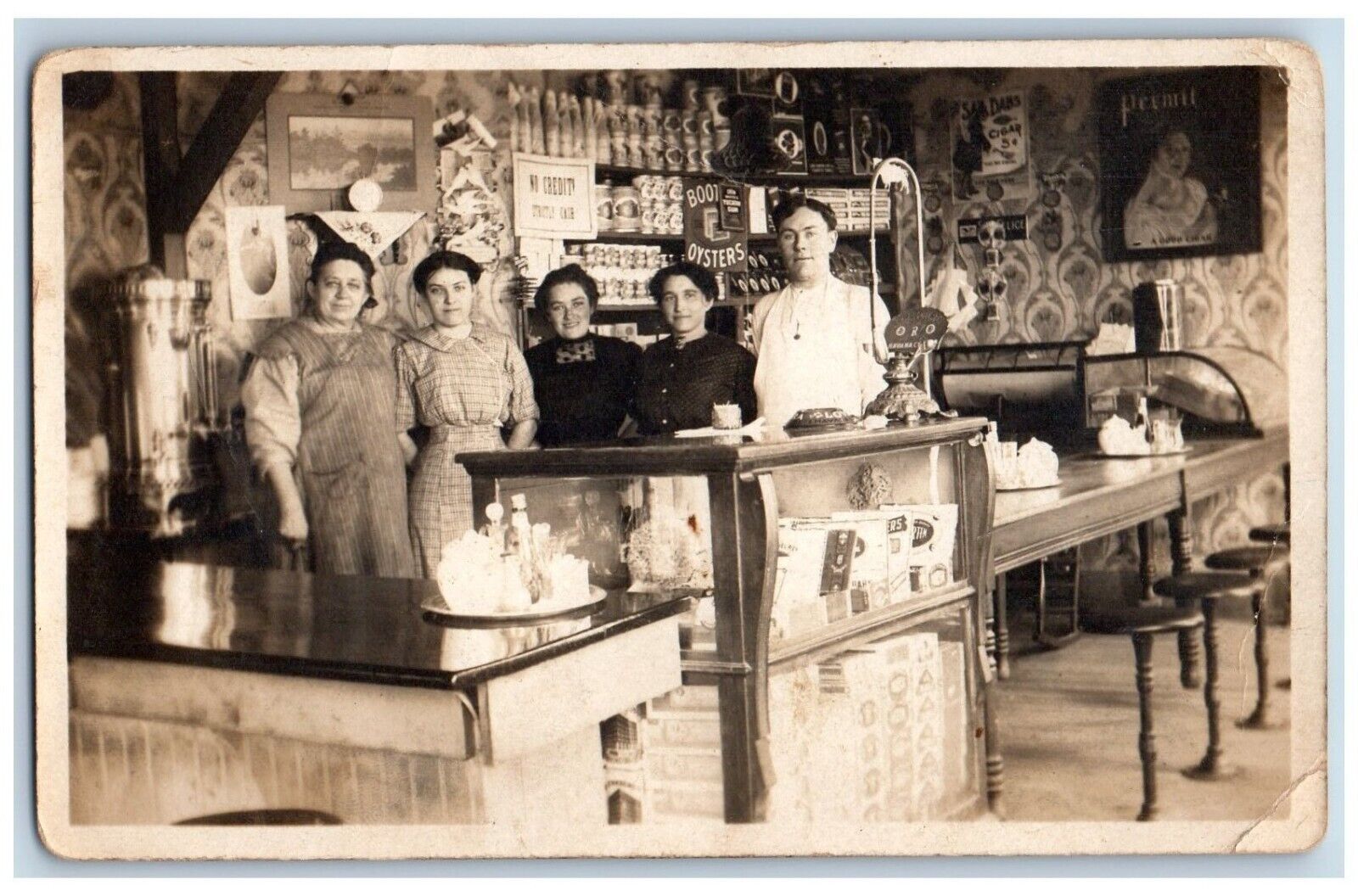 Restaurant General Store Postcard RPPC Photo Interior View c1910's Antique