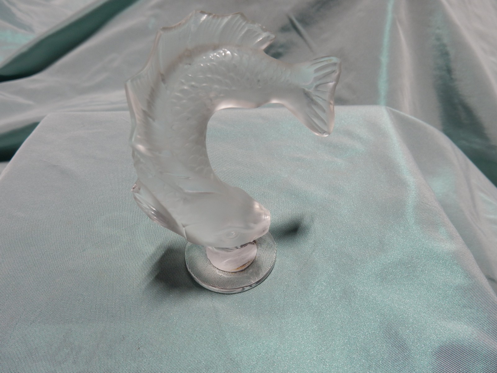 Lalique France Crystal Leaping Koi Fish Figurine