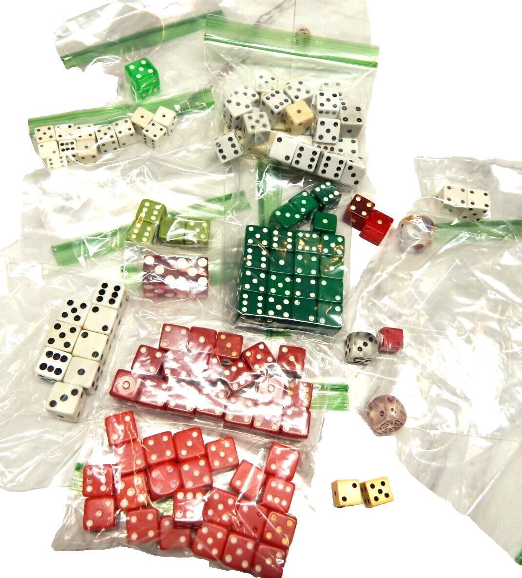 Lot of 100+ Dice Various Colors and Sizes