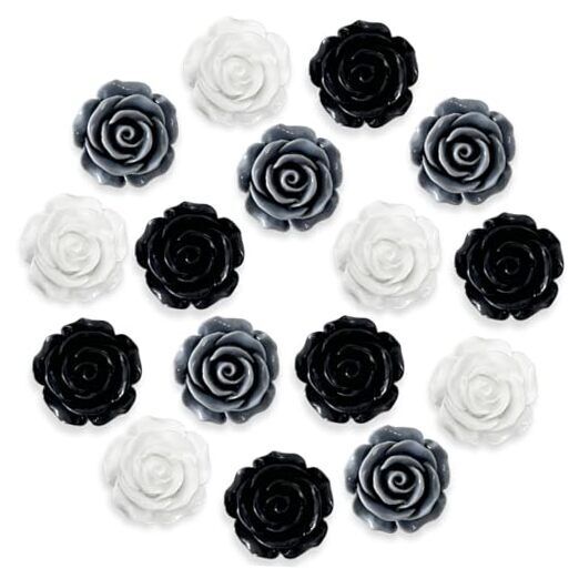 15 pcs - Cute Flower Fridge Magnets, Black Rose Fridge 15 Pcs - Rose - Black