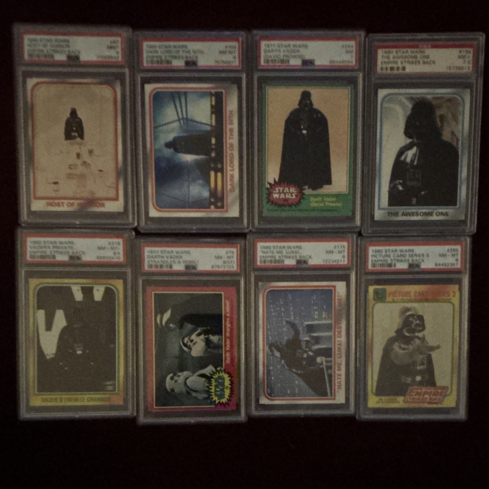 Topps Star Wars Darth Vader PSA Graded Trading Card Lot 8 Cards 1977 Topps Star Wars Darth Vader PSA Graded Trading Card Lot 8 Cards 1977
